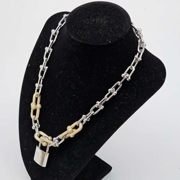 Auth Louis Vuitton Lock&Key Silver w/Unbranded 925 Pure Silver 14k Gold Plated - Picture 10 of 11